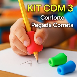 Kit 3 Adaptadores de Escrita Formato Pera Silicone Ergonômico – Conforto e Correção da Pegada em Oferta na Shopee