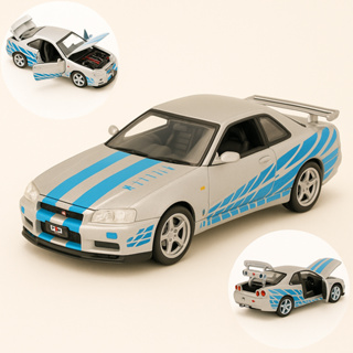 Miniatura Nissan Skyline GT-r R34 Velozes e Furiosos Brian 1:32 Luz Som Fricção Azul Cinza em Oferta na Shopee