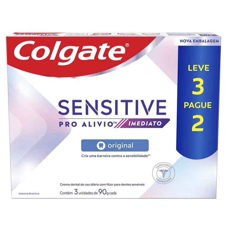Kit 3x Creme Dental Colgate Sensitive Pro Alivio Imediato Orginal 90g Colgate em Oferta na Shopee