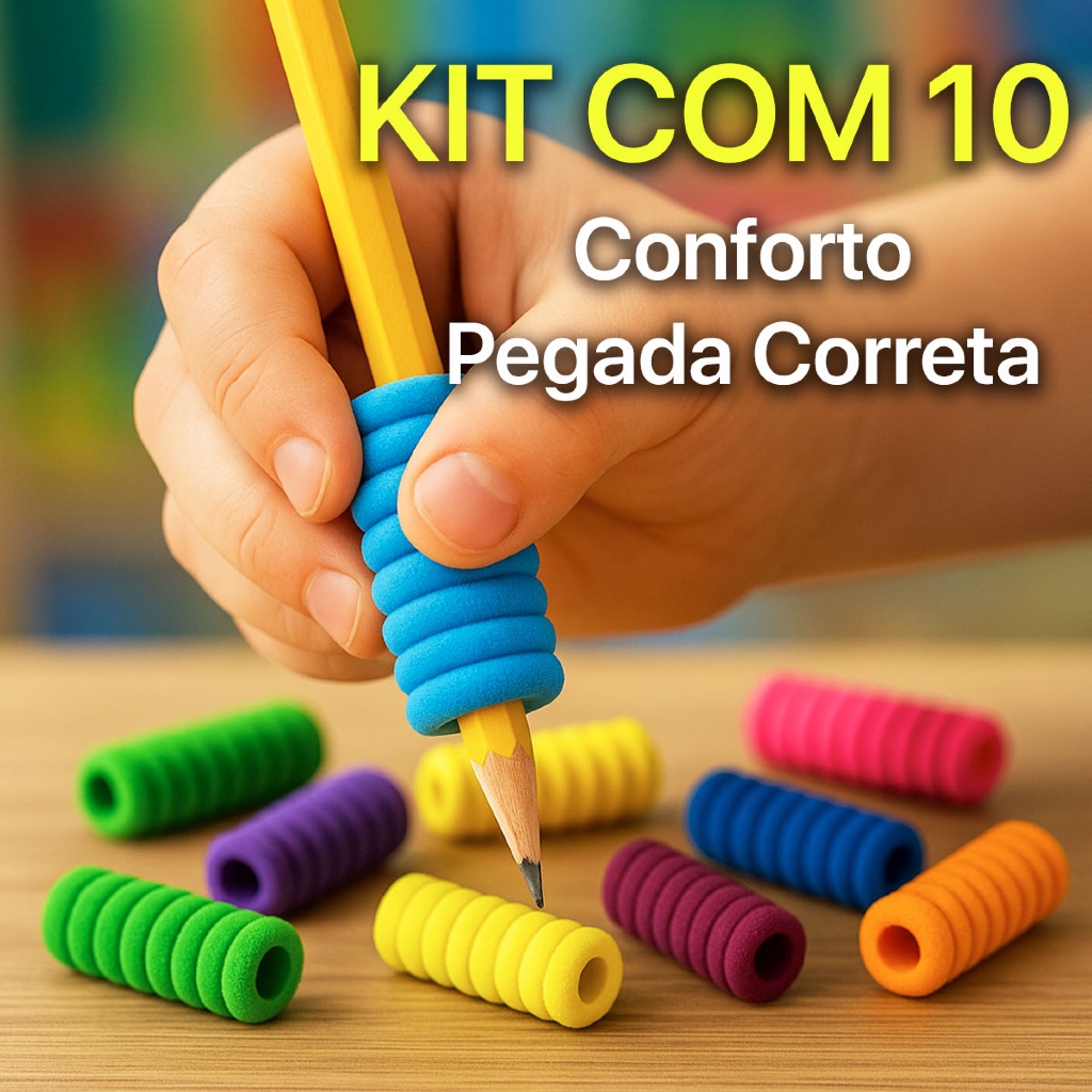 Kit 10 Adaptadores de Escrita Infantil Foam Anéis Silicone – Conforto, Precisão e Correção da Pegada em Oferta na Shopee