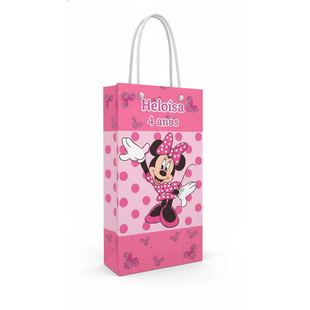 Kit 10 Sacolinhas Personalizadas De Festa Minnie Nome Idade