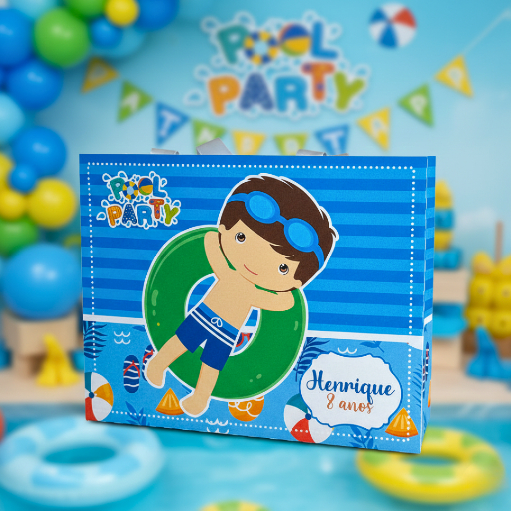 ENVIO RAPIDO Sacolinhas Surpresa + Adesivos Pool Party Menino Personalizada Lembrancinhas Mimo Infantil Aniversário