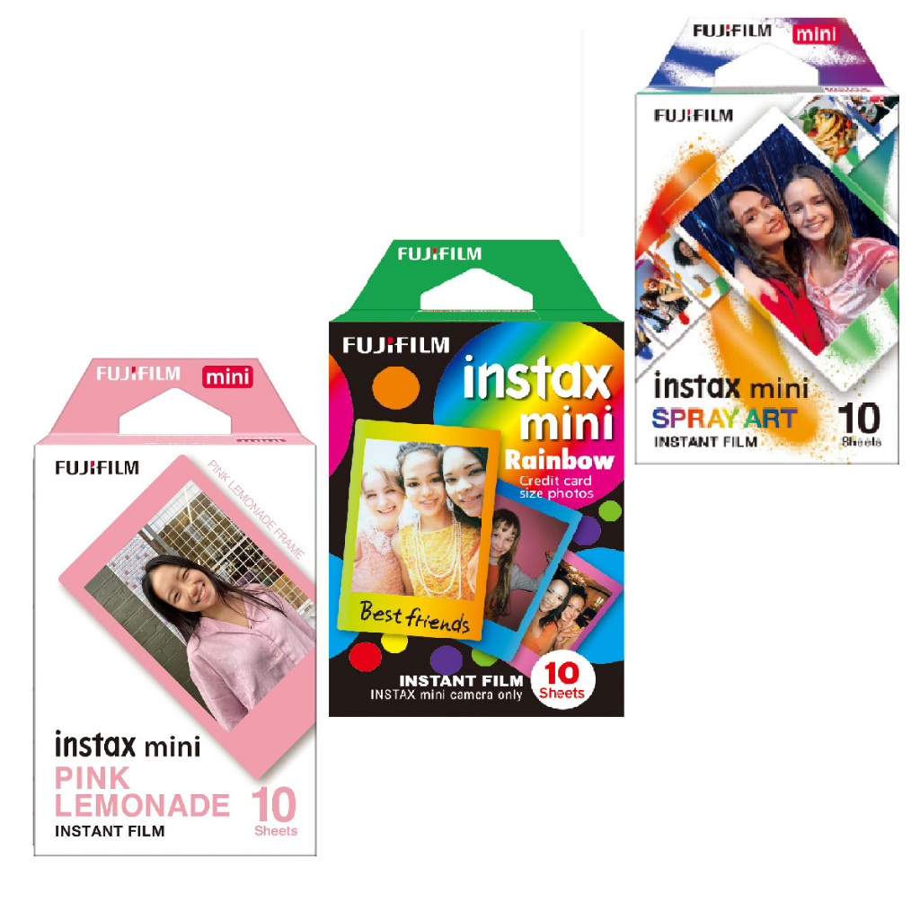 Filme Instax Color 3 Packs com 10 Poses, Fujifilm, Spray Art, Rainbow e Pink Lemonade em Oferta na Shopee