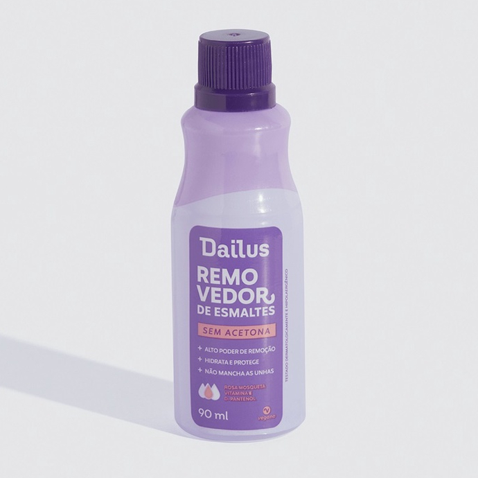 Removedor de Esmalte Dailus Sem Acetona 90ml Vegano Hipoalergênico