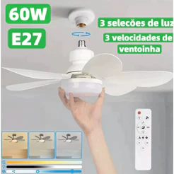 Tensão dupla Ventilador De Teto Wind Light Silent Controle Remoto Lâmpada Led 60W Silenciosa Folhas