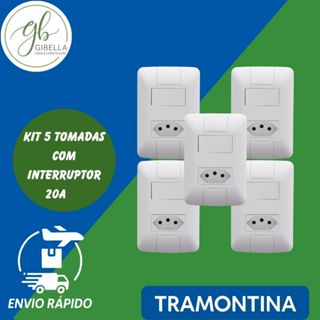 Kit 5 Tomadas com Interruptor 20A + Tramontina Tecla 6A Aria em Oferta na Shopee