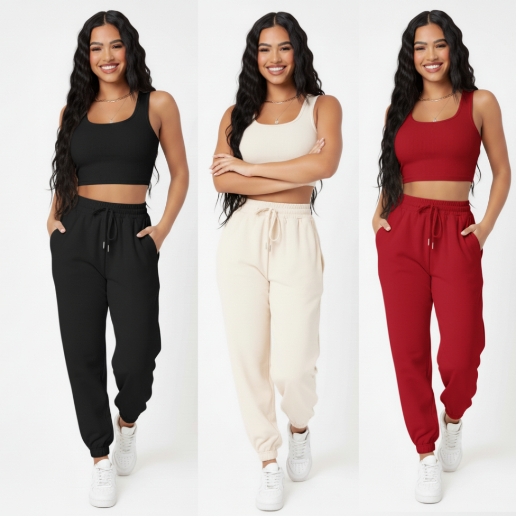 Conjunto Feminino Varias Cores Calça e Blusinha em Tecido Exclusivo Premium