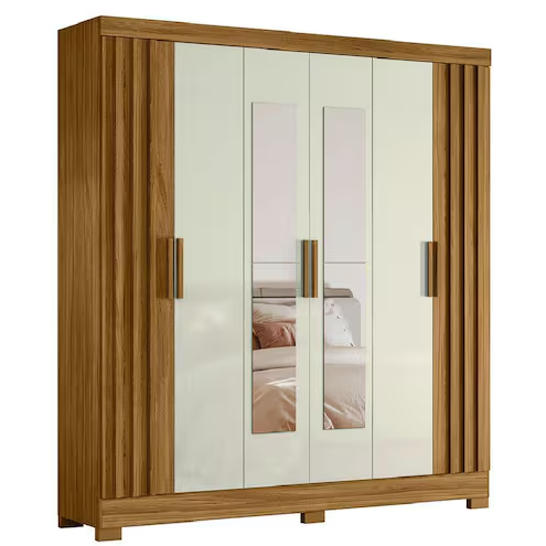 Guarda Roupa Casal com Espelho 6 Portas 2 Gavetas Moval