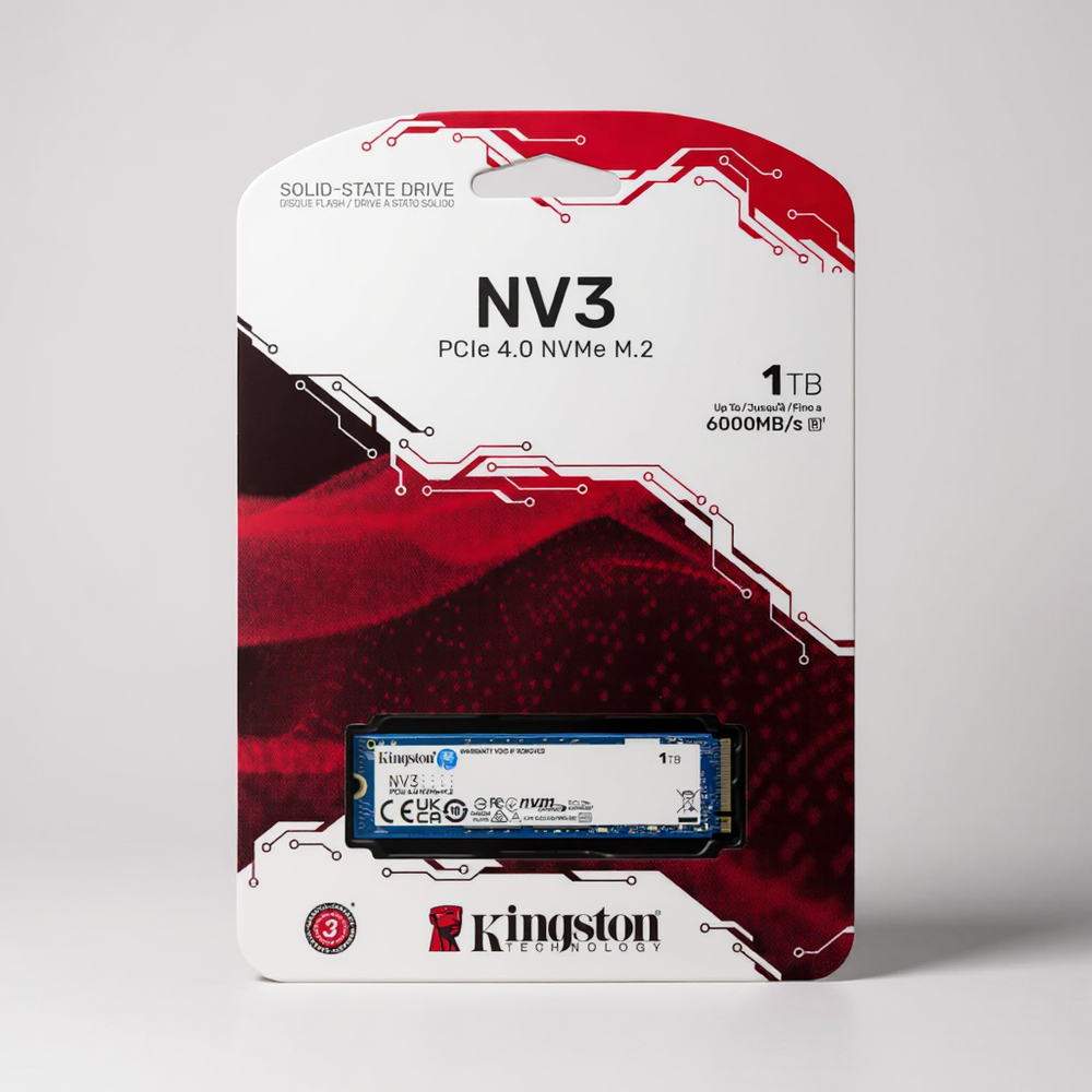 SSD M.2 1TB KINGSTON NV3 NVMe PCIe SNV3S/1000G 6000/4000 MB/s Desempenho Ultra-Rápido para o Seu Computador!