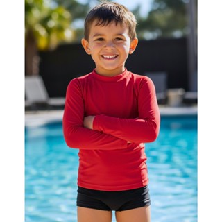 Conjunto Infantil Térmico Masculino Verão  Camisa Manga Longa Proteção Uv Antialérgico Conforto Respirável Sunga Lisa em Oferta na Shopee