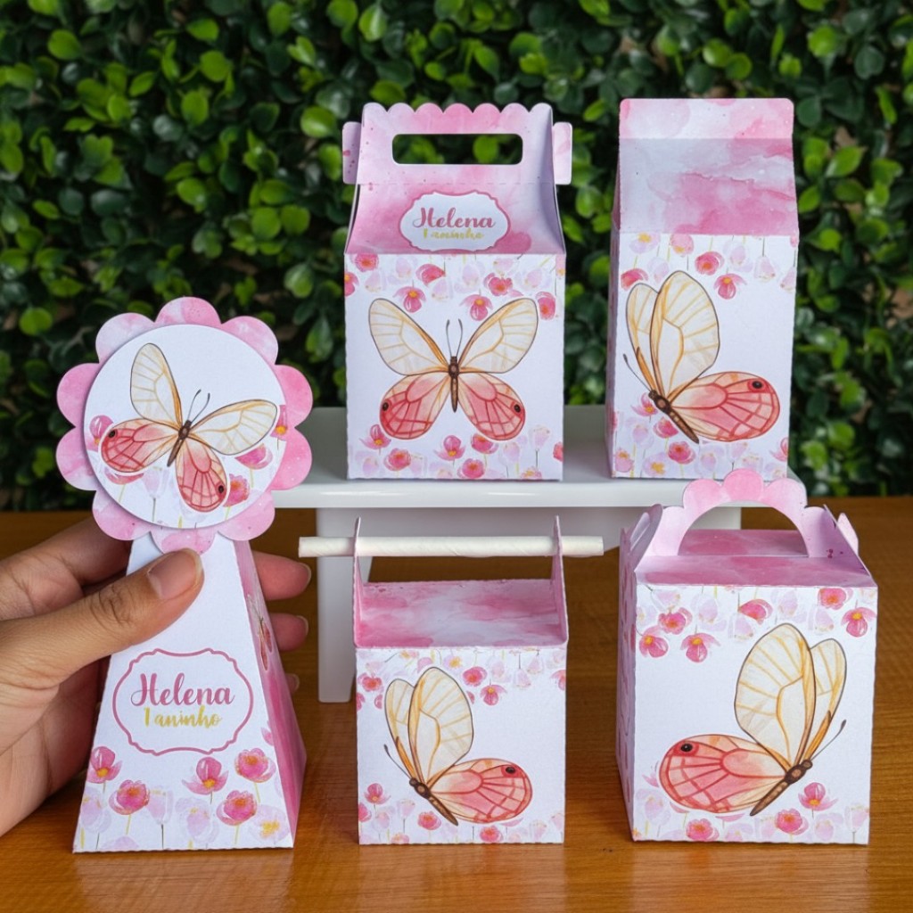Kit Festa Personalizado Borboletas Jardim Encantado Lembrancinha  (Pegue e Monte) - Jardim