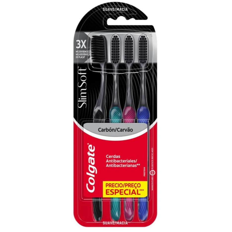 Kit 4x Escova de Dente Colgate Slim Soft Black Macia Colgate em Oferta na Shopee