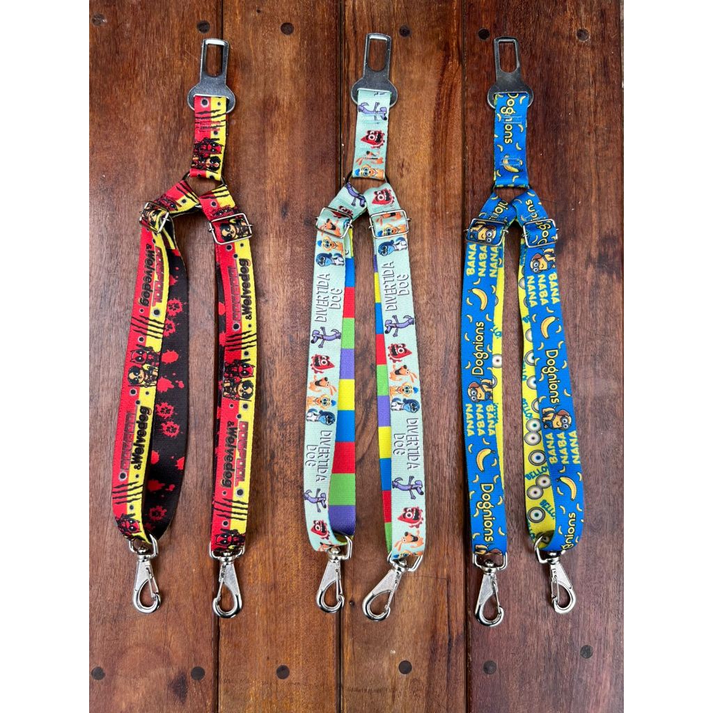 Cinto de Segurança Duplo seda Tematicos 2 pet Animais de Estimação Ajustavel Universal em Oferta na Shopee