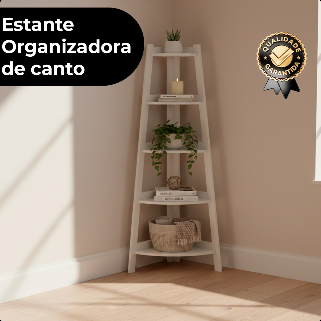 Estante Organizadora de Canto 5 Andares em MDF – Multiuso para Quarto, Sala, Escritório em Oferta na Shopee