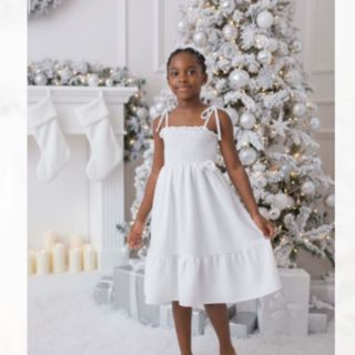 Vestido Infantil feminino lastex com alcinhas de amarrar– verão-moda kids-festa casual – natal–baby criança em Oferta na Shopee