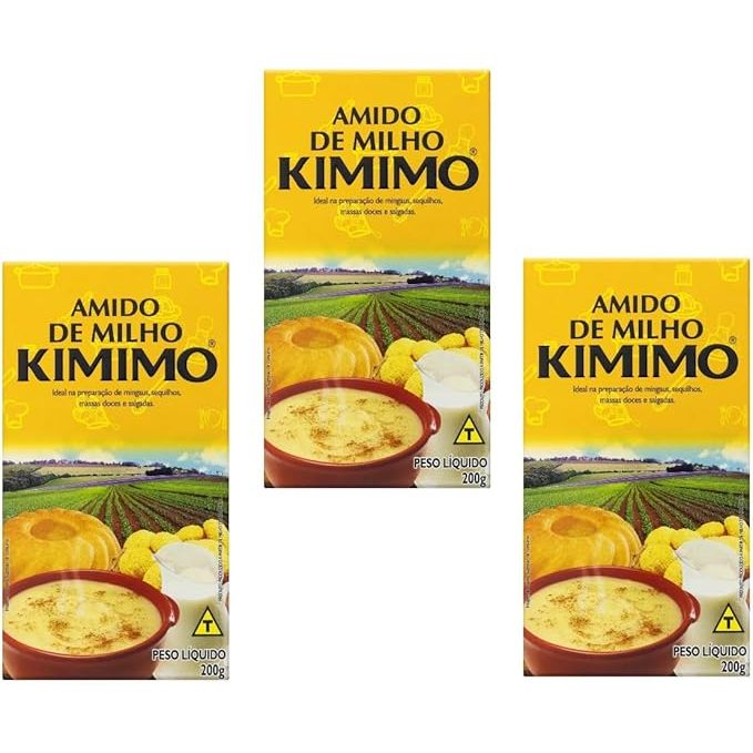 Kimimmo Amido de Milho, kit com 3 Unidades, 200g Cada, maisena, maizena