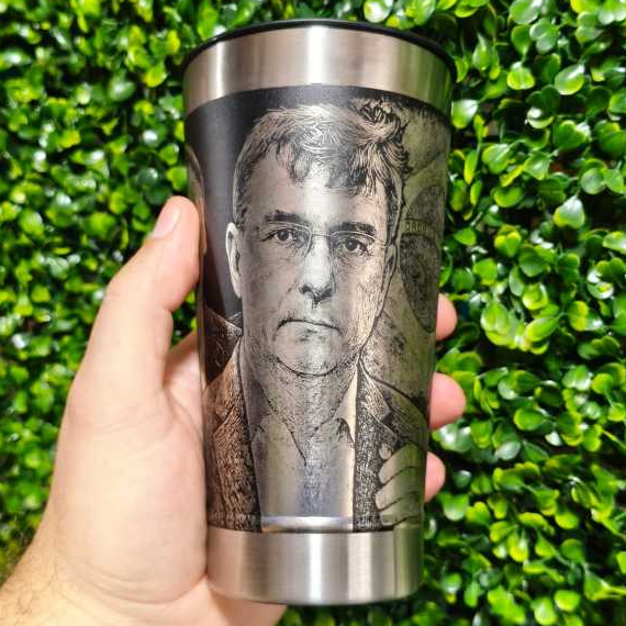 Copo Térmico Bolsonaro Flavio Patriota Personalizado com Tampa e Abridor 473ml