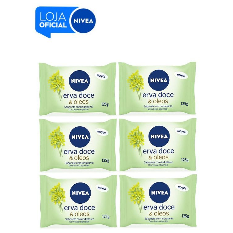 KIT NIVEA Sabonete em Barra Erva Doce & Óleos 125g - 6 Unidades BBB 26 em Oferta na Shopee