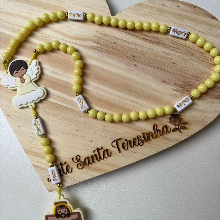 TERÇO INFANTIL EMBORRACHADO ANJO DA GUARDA, TERÇO PERSONALIZADO PARA BATIZADO ANIVERSÁRIO CATÓLICO