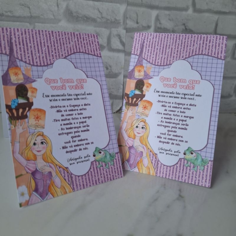 Kit Plaquinha de Mesa Rapunzel Personalizados Festa Lembrancinha Mimo Aniversário Infantil Chá de Bêbe