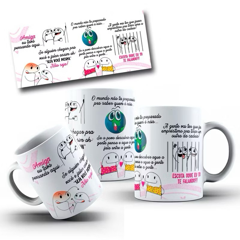 Caneca Personalizada Unykk Amiga Eu Tava Pensando Aqui, Seja Você Mesma, Não Seja
