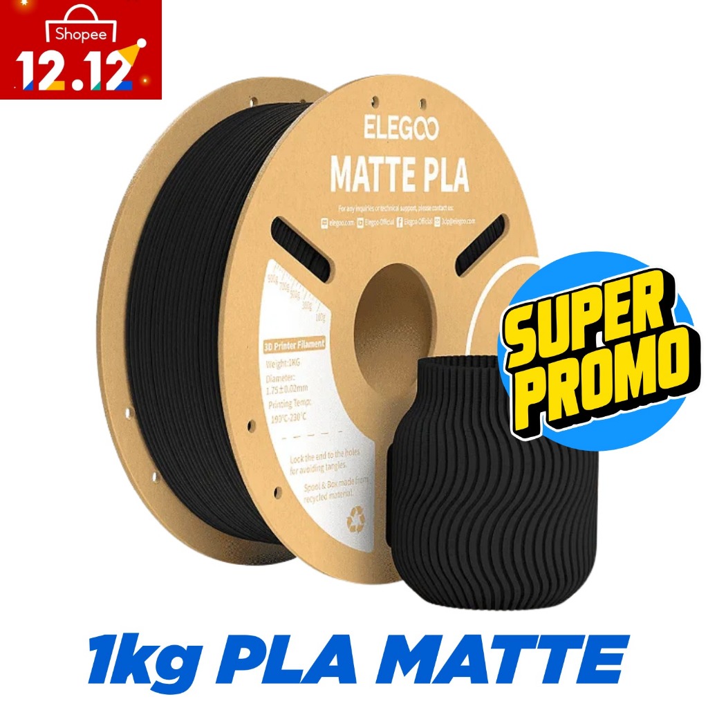 FILAMENTO 3D PLA MATTE 1KG 1,75MM - BLACK em Oferta na Shopee