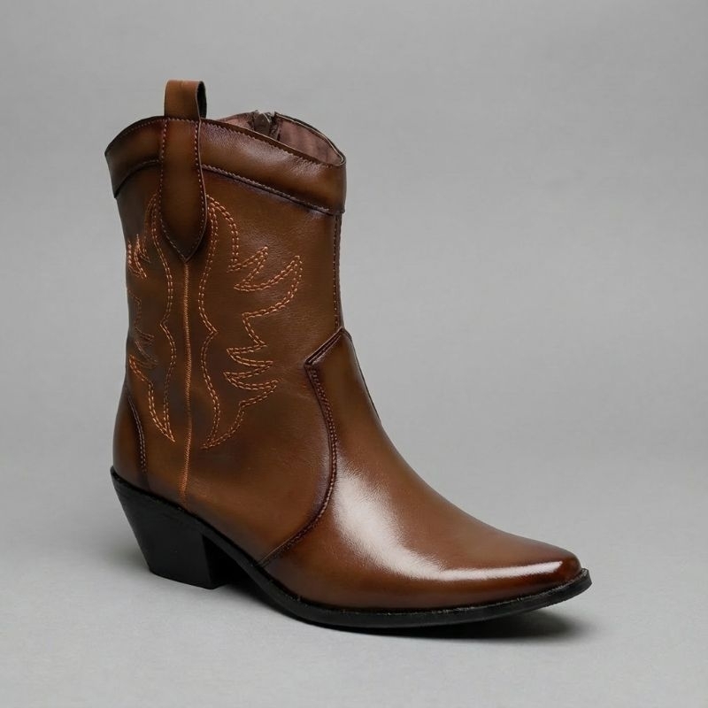 Bota Texana Feminina Country - Cano Curto Com Bordado — imagem 2 de 2