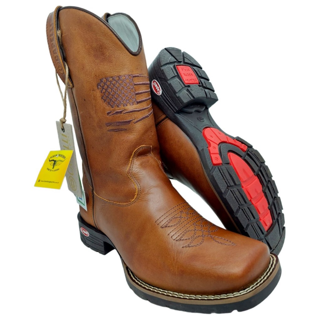 Bota Texana Capelli - Estilo Country Em Couro Legítimo Com Forro Vacum E Puxador Lateral Elegante