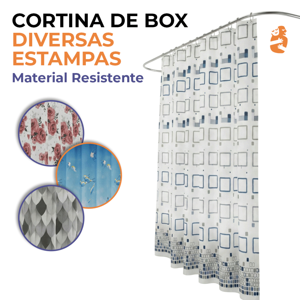 Cortina Para Box Banheiro Impermeável Antimofo Ilhós e Ganchos Reforçado | 1,40 x 1,80 p/ Chuveiro em Oferta na Shopee