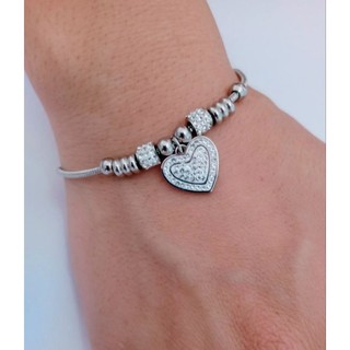 Pulseira Feminina Ajustável com Pingente de Coração AÇO INOX + MIMO (coração)