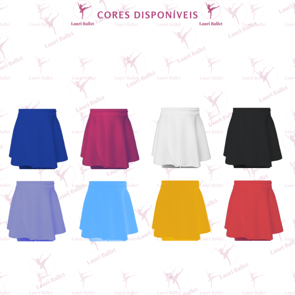 Saia De Transpassar Helanca Ligth Coloridos Ballet Infantil - Para Bailarinas