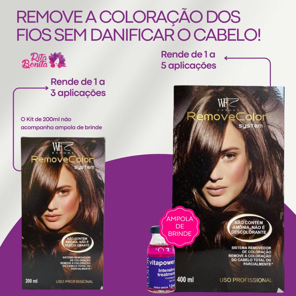 Kit Removedor De Coloração Para Cabelos Coloridos, Com Tinta, Coloração, Luzes e Mechas WF em Oferta na Shopee
