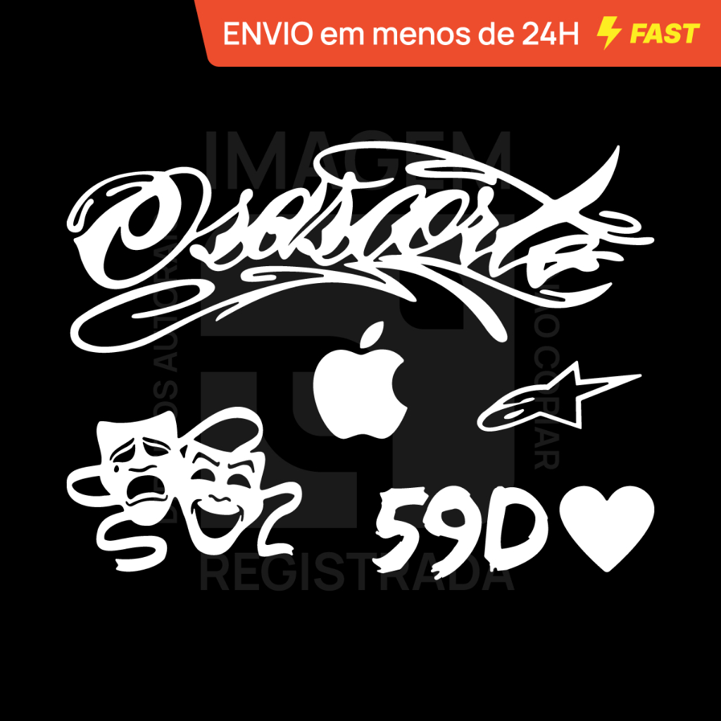 Kit Cartela Adesivo Osascorte 59D Alpine Chora Agr Ri Dps Maçã Moto Bicicleta Motorizada