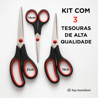 Kit 3 Tesouras de Artesanato – Corte Preciso em Feltro, Papel, EVA, Fitas e Tecidos em Oferta na Shopee