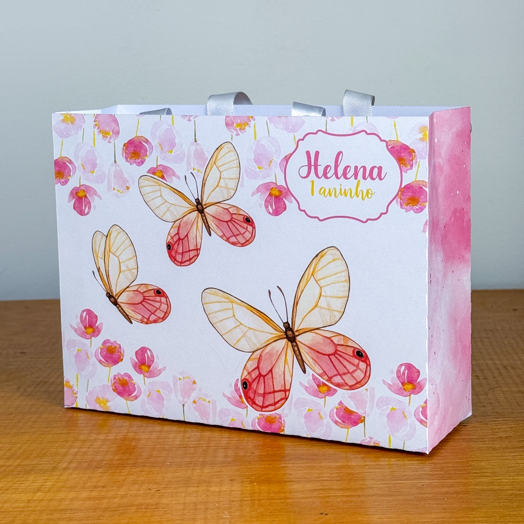 PEGUE E MONTE Kit Sacolinha Personalizada BORBOLETA Festa Aniversário Lembrancinha