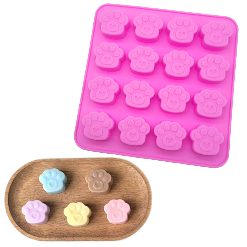 Molde de Silicone Pata Pet Coração Cachorro Gato Chocolate Goma Forma Bala Resina Sabonete