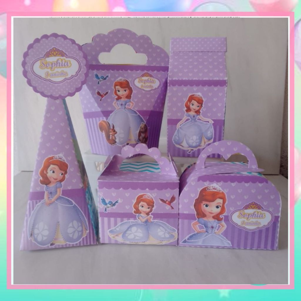 Kit festa Caixas Personalizadas Princesa Sofia -(PEQUE E MONTE)Aniversario caixinhas Lembrancinhas para festa infantil