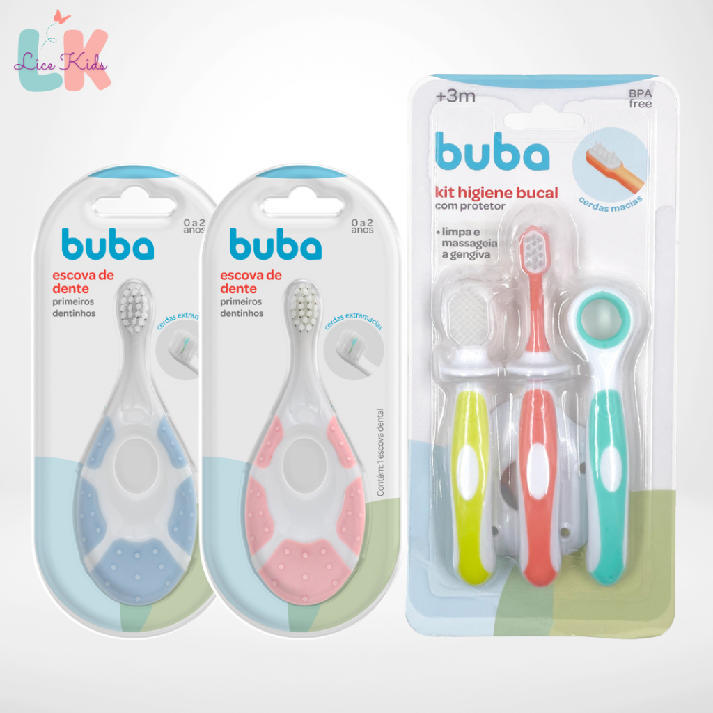 Escova De Dente Primeiros Dentinhos e Higiene Bucal Bebe Buba