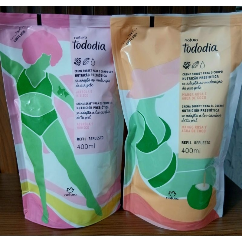 kit Combo 02 unds Hidratante Sorbet Corporal Natura Tododia Manga Rosa e Água de Coco e Acerola e Hibisco 400ml