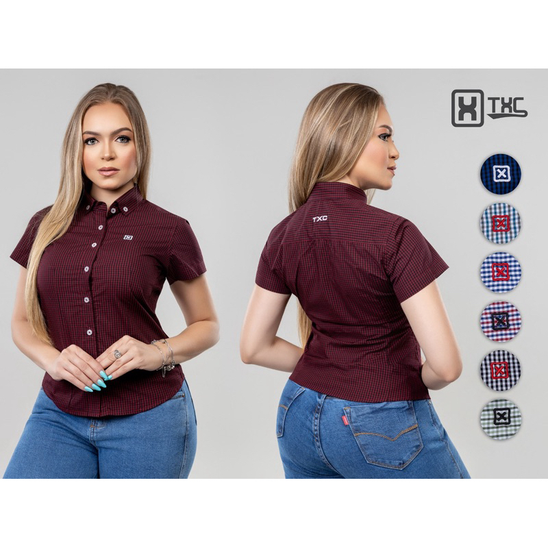 camisa manga curta country feminina txc