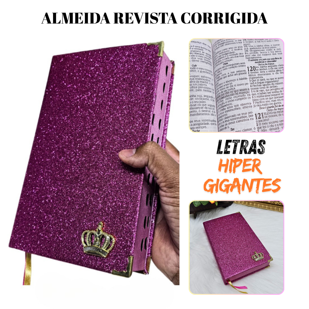 Bíblia Feminina Letra Grande Gigante Com Harpa Almeida Revista Corrigida da Mulher
