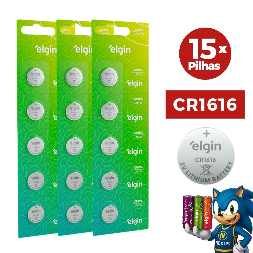 Bateria Pilha Elgin CR1616 Cartela 5,10 ou 15 Unidades - CR 1616 Alcalina