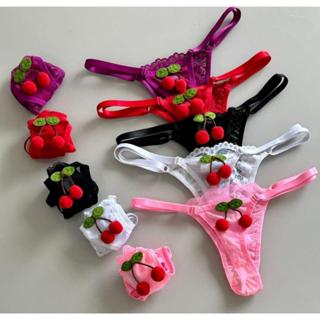 Kit 3 Calcinha Cerejinha Lingerie Renda com Tule  Cereja em Oferta na Shopee