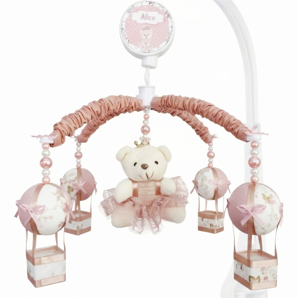 Mobile Para Berço Musical Giratório Princesa Balão Rosé em Oferta na Shopee