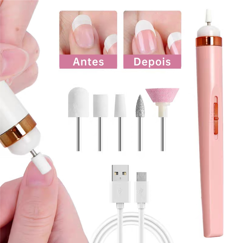 Lixadeira 5 em 1 Unha Portátil Recarregável Manicure Cutículas Profissional em Oferta na Shopee