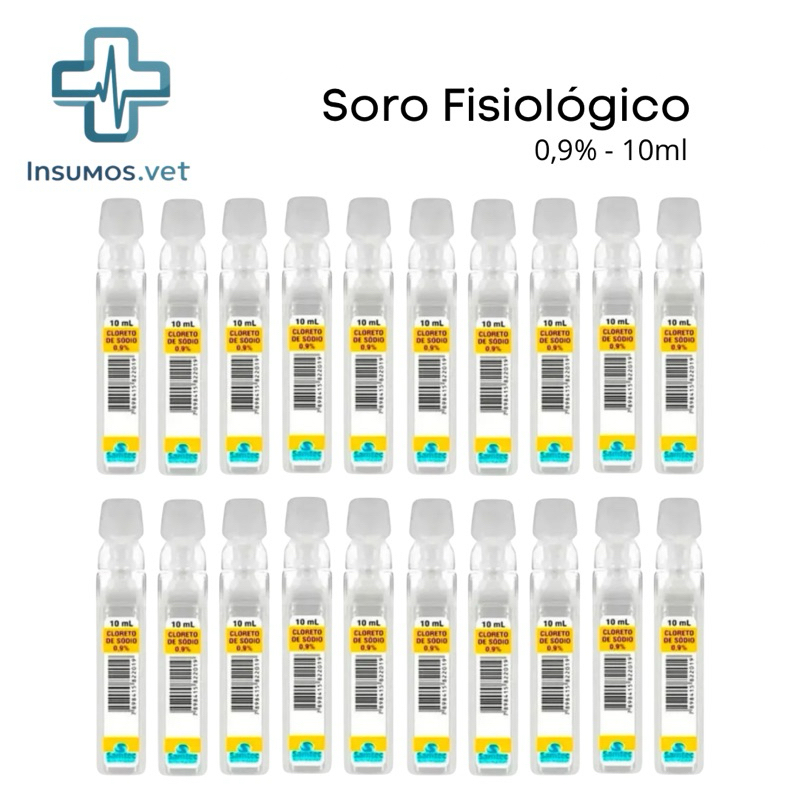 25 a 100 Unidades Soro Fisiológico Cloreto de sódio a 0,9% de 10ml Flaconetes