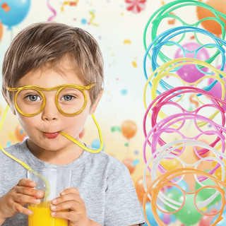 Kit Óculos Canudo Infantil Divertido Para Festas Colorido Reutilizável
