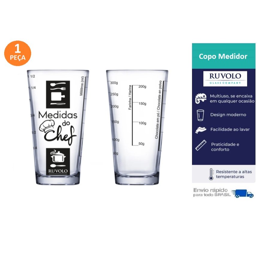 Ruvolo Copo Medidor Em Vidro Praparo De Receita Medida Certa Do Chef