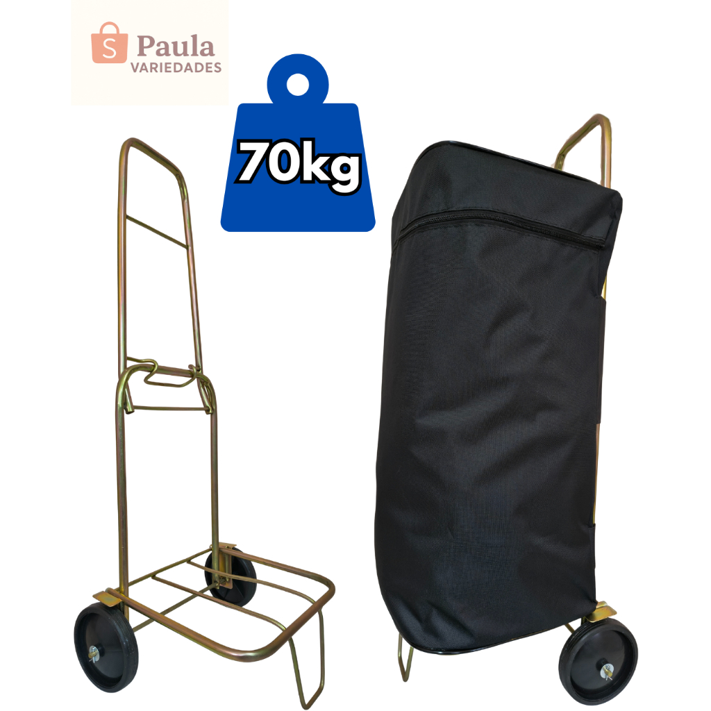 Carrinho De Mão Dobrável para Bagagem Maleiro Carga 70KgCooler Caixa Térmica Praia Feira Sacoleira compra C/SACOLA