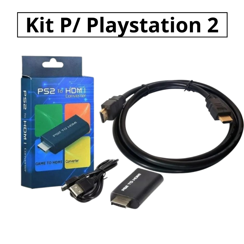 Kit HDMI Para PS2 Conversor Áudio Vídeo + Cabo HDMI 1,5m 1080p em Oferta na Shopee